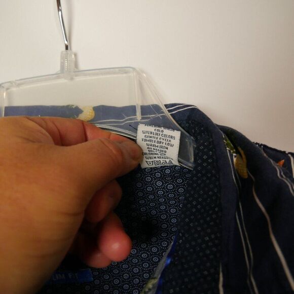 Michael Brandon Mens Size M Slim Fit Button Up Shirt Pineapple Tropical Blue - Picture 5 of 11